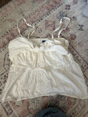 Old Navy White Ruffle Tie-Front Camisole